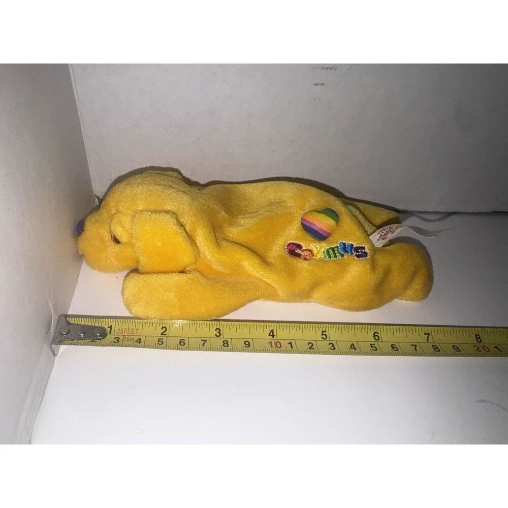Vintage 1998 Lisa Frank Caymus Yellow Puppy Dog Fantastic Beans Plush 8”